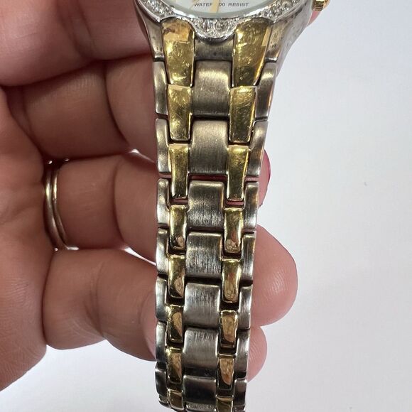 Vintage Anne Klein‎ Gold And Silver Tone Watch With Pave Rhinestones. Untested - Picture 4 of 7